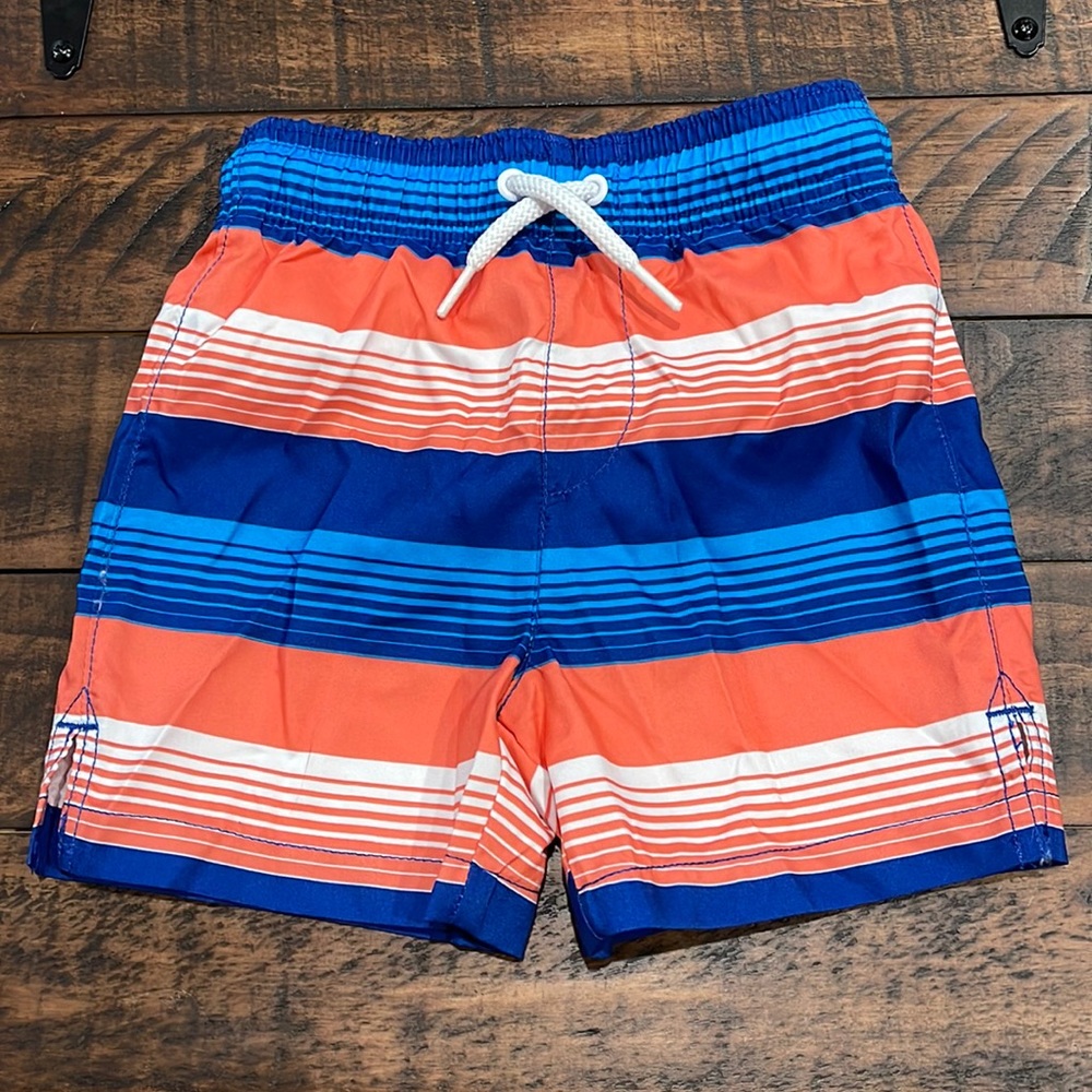 Boys Striped Lined Bathing Suit with Tie
